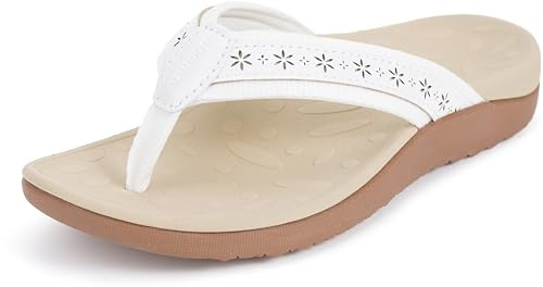 Joomra Arch Support Flip Flops for Women Size 10 Thong Sandals White