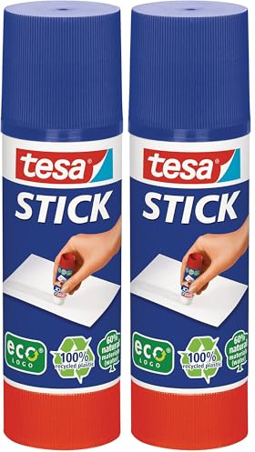 tesa Glue Stick - Odourless Craft Glue Stick for Paper and Cardboard - Solvent-Free and Environmentally Friendly - 40 g (Pack of 2)