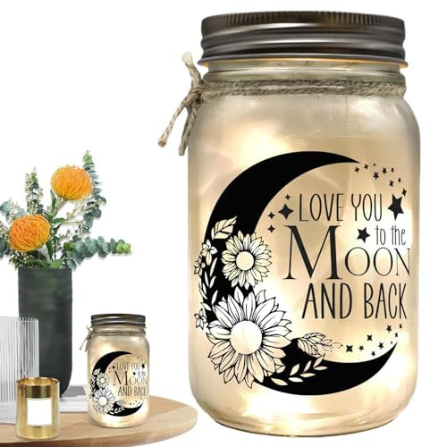 Mason Jar Lights, Mason Jar String Lights, Mason Jar Lights Solar Powered, Mason Jar Lights Centerpiece,Express Your Firendship Warm Light Christmas LED Light-up Mason Jars Birthday Gifts for Women