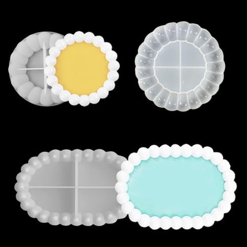 ZIGefofo 3 Pièces Moule en Silicone Dessous de Verre Bulle Ronde Ovale Moule Plateau en Résine Epoxy Moule Dessous de Tasse de Verre Resine pour Souvenir L'artisanat Décoration Maison DIY