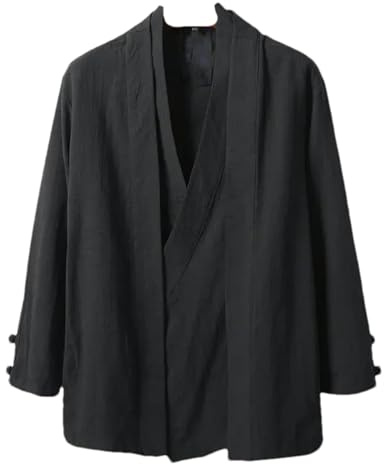 Chinese Style Men Linen Hanfu Cardigan Tops Tea Kung Fu Shirts Japanese Kimono Jackets Coats Robe Oriental Clothing