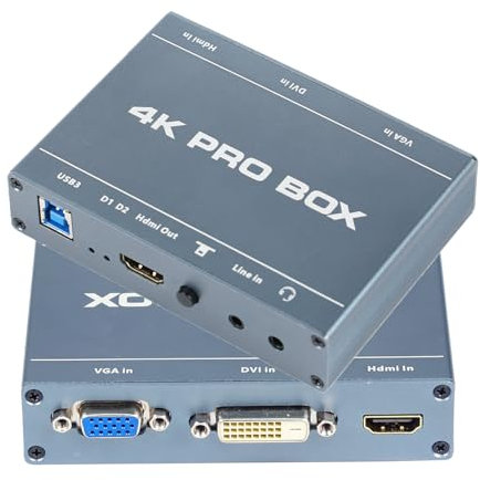 Scheda di acquisizione video DVI 4K, DVI HDMI VGA a USB 3.0, HD 1080p60fps per registrazione audio giochi, streaming, conferenze, giochi, OBS, compatibile con Windows, Linux, Android, Mac, AMCAP, VLC