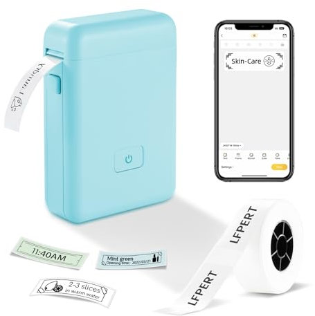 Bluetooth Label Printer - Label Maker Machine with Tape, HP2 Portable Label Printer Wireless, Printers for Home Use, Thermal Label Machine for Organizing Storage Barcode Office Home, Blue