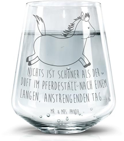 Mr. & Mrs. Panda Trinkglas Pferd Springen - Geschenk, Pferde, Wassergläser, ausreiten, Landwirtin, Bauernhof, Landwirt, Trinkgläser bunt,