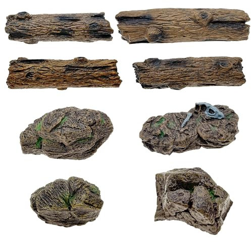 Cayway 8 Stück Mini Gartendekoration Miniatur Baumstümpfe, Miniatur Steinornament Künstlicher Baumstumpf für Miniatur Gartenzubehör, Mikro Landschaftsdekoration