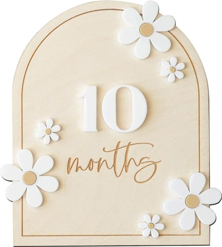 Daisy - Jalon mensuel pour bébé - Panneaux en bois pour bébé - Jalon mensuel - Disques en bois pour bébé (marguerite)