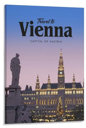Jdjdu Vintage Reiseposter Wien Geschenk Wanddekoration Gemälde Poster Leinwand Kunst Poster