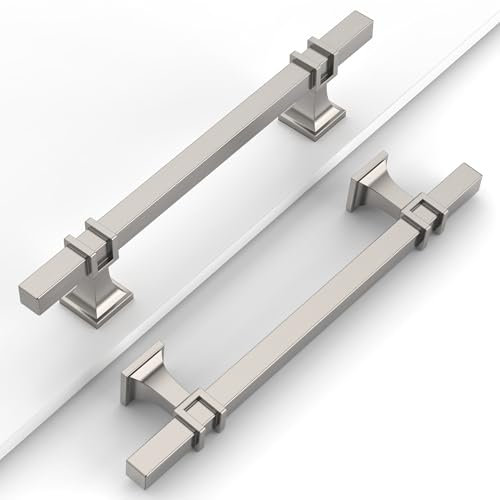 Coinkoly 10 Pack Brushed Satin Nickel Cabinet Handles 128MM Hole Centers Kitchen Cupboard Handles UK0012