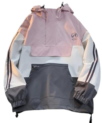 GURUNVANI Anorak Veste coupe-vent à capuche avec demi-fermeture éclair pour homme Unisexe