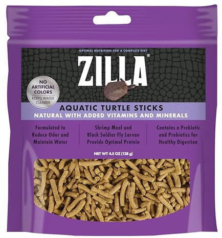 Zilla Pet Aquatic Turtle Sticks, Natural with Added Vitamins and Minerals, Nutrient-Rich Floating Food for Turtles, 4.5 oz