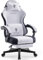 Dowinx Gaming Stuhl Stoff mit Frühling Kissen, Massage Lendenwirbelstütze Bürostuhl mit Fußstütze für Erwachsene, Ergonomischer Gaming Sessel Groß und Hoch für Office Gaming 135KG, Grau