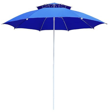 Sombrilla grande de playa ventilada de 2 niveles de 250 cm para exteriores con protección UV 50+, resistente a la lluvia y portátil, sombrilla de jardín