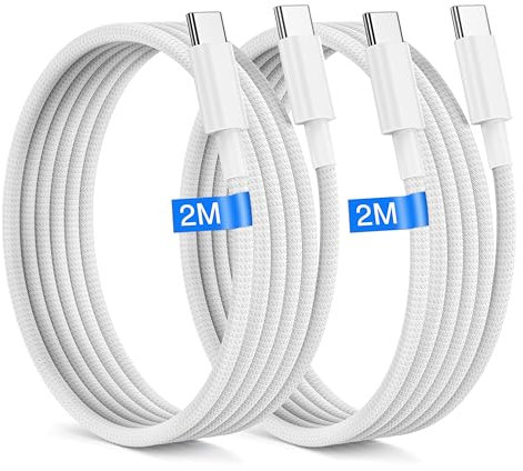 Cavo USB Type-C Ricarica Rapida [2Pezzi-1M] per iPhone 16 15, MacBook 60W Nylon Filo Caricatore Cavo USB C to USB C Compatibile con iPhone 16 15 PRO Max Galaxy S24 S23 Pixel iPad PRO/Air MacBook PRO