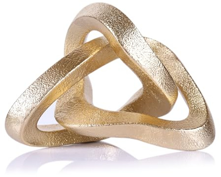 Unendlichkeitsknoten-Skulptur mit goldfarbenem Knoten, Deko-Objekt, abstrakter Krimskrams, Couchtisch, moderne Statue, Goldskulptur für Zuhause, Wohnzimmer, Tischdekorationen und TV-Ständer,