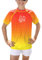 BesserBay Kinder Kurzarm Badeshirt mit UV-Shutz Orange Gelb Bademode UV Shirt Schwimmshirt Rashguard 140