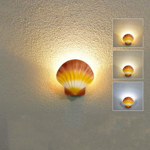 LOGT LED Muschel Wandleuchte Innen und Außen Wandlampe Dimmbar IP65 wasserdichte Außenwandleuchte Modern Up Down Dekorative Wandlichter 3000k/4500k/6000k für Garten Wohnzimmer Schlafzimmer