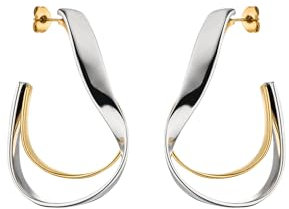 Purelei® Balance Ohrringe – Elegante Bicolor-Ohrringe inspiriert vom Möbiusband, aus hochwertigem Edelstahl in Gold, Silber oder Roségold, 45,5 mm (Gold/Silver)