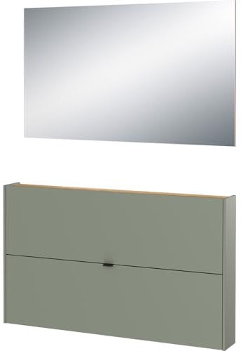Germania 2-TLG. Garderoben-Set 9742-629 GW-Ameca, in Taupegrün/Navarra-Eiche-Nb., hängende Montage, 140 x 200 x 19 cm (BxHxT)