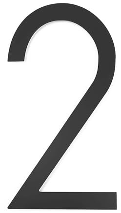 12 Inch House Numbers Modern Metal Stainless Steel Door Number 30cm Black Mailbox Address Sign with Screws, for Apartment Wall Decor Street Garden Yard Plaque Office Cafe Room Hotel(2)