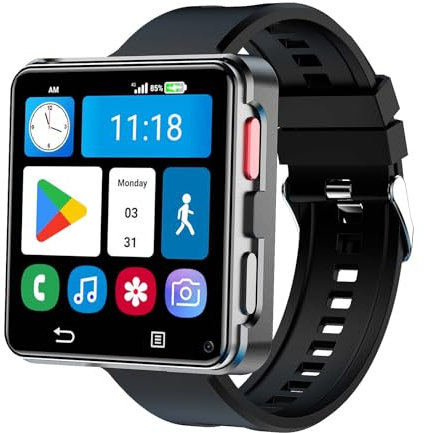 ALI998 Standalone 4G Android Smartwatch - Android 11 | 4GB+64GB | 2.64 HD | 8MP Camera | GPS | SIM/Wi-Fi | Cabriolet Design | Type-C Charging (Gun Black)