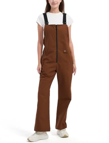 WUSTENKATZE Women's Comfort Fit Utility Work Bib Overalls, Dark Brown, M