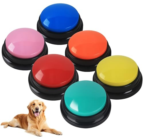 BUCOMTU 6 Piezas Buzzers con Botones de Grabación Botones Perros Comunicación para el Adiestramiento y el Juego de Mascotas