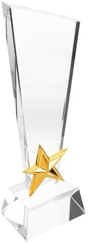 TOPBATHY Trophée en Cristal 3D Cinq Étoiles Transparent Décoration Remise de Prix pour Compétition Trophée Élève et Récompense Sportive Personnalisable pour Cérémonies et Festivals