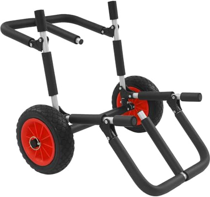 ARBGO Chariot de transport pliable pour planche de surf, avec 2 roues en polyuréthane et sangles de serrage, en aluminium, jusqu'à 100 kg, pour canoë, kaya et bateau gonflable