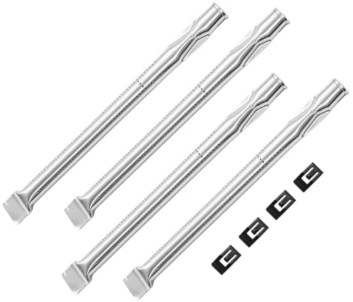 40,4cm Edelstahl Brenner Ersatz für RÖSLE VIDERO G2 G3 G4 G6, 4 Stück | Gasgrill Brenner Ersatzteile für RÖSLE VIDERO G2-S, G3-S, G4-S, G4-S Nero, G6-S Zubehör, Grillbrenner Set mit Halteclips