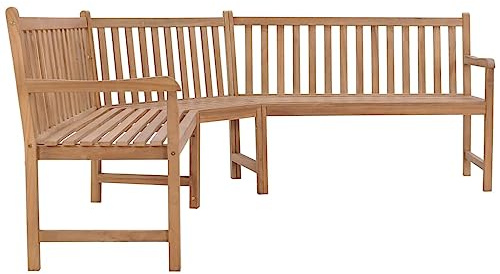 MOBCANT rustikale Eckbank & Gartenbank Teak-Hartholz Bank Sitzbank für Garten, Außenbereich, Park (185x185x90 cm)