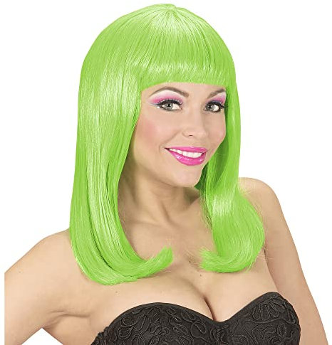 Widmann 74984 - Perücke Patsy, neon-grün, Karneval, Mottoparty