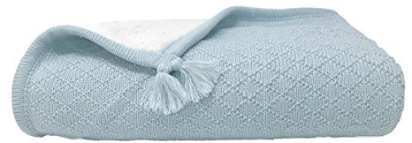 effe bebe Knoten Zopfmuster Sherpa Babydecke 30x40 (Französisch Blau)