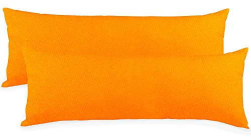 CelinaTex BeBasic Kissenbezug Doppelpack 40 x 120 cm orange Mikrofaser Seitenschläferkissen Bezug Jersey