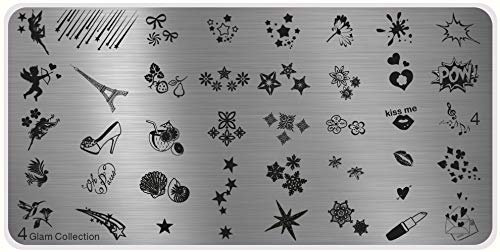 Nagelkunst Design, Sterne, MoYou Nägel XL Glam Plates Kollektion 4, Sterne, elegante Blumen, Herzen, Love- Design.