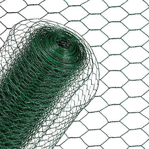 ESTEXO Sechseckgeflecht Gartenzaun Drahtzaun 25 mm Maschenweite Gitterzaun Kaninchendraht Drahtgitter Volierendraht Hasendraht Kaninchendraht Drahtgeflecht verzinkt und beschichtet Grün (1,50 x 10 m)