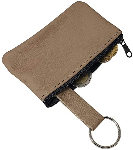 myledershop Rindleder Schlüsseltasche (Dunkelbeige) | Schlüsseletui, Schlüsselmäppchen, Autoschlüsselhülle