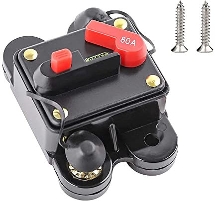 RED WOLF 80A kfz Sicherungshalter Schutzschalter DC 12-48V Leistungsschalter für Auto Boot LKW Audio Sichreung mit Reset 80 Ampere Sicherungsautomat