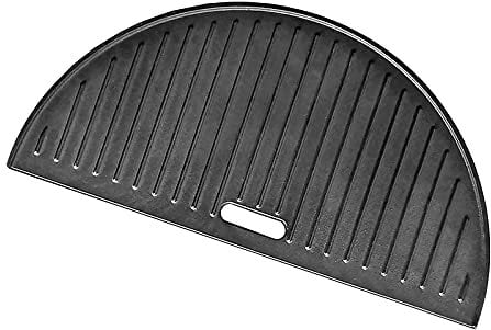 Outspark 18 Inch Reversible Half Moon Cast Iron Griddle for Kamado Joe Classic Joe KJ23RHC KJ23NRHCI KJ23RH,Large Big Green Egg Grill Cooking Griddle,1 Pack