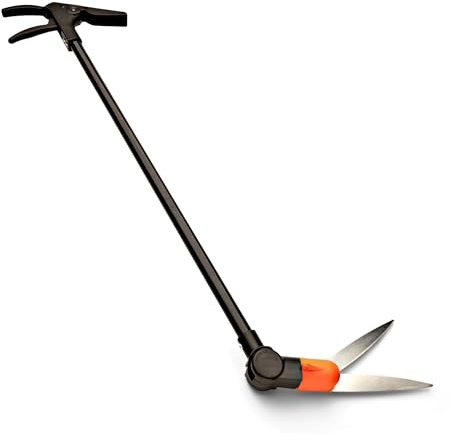 Kings County Tools 3-Position Hedge Trimming Shears | Long Shaft for Grass Clipping | 6” Steel Blades | Swivel 180-Degrees Horizontally and Vertically | Blade Lock for Safety