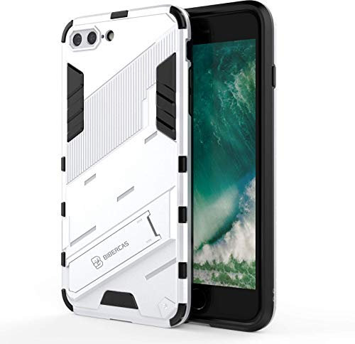 LOLFZ Armor Case with Stand - Military Grade Protection Impact-Resistant Bumper for iPhone 7 Plus/8 Plus - White