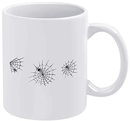 Taza blanca de tela de araña con recorte de pared espeluznante Taza de café divertida Taza de té para hombres Mujeres Regalo divertido del día del padre para papá Marido Nuevo papá Regalo de cumpleaño