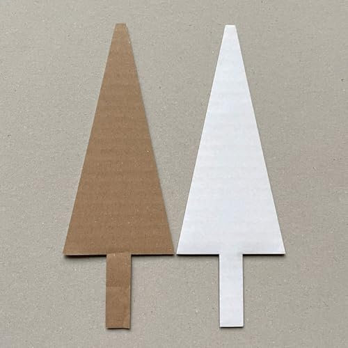 Bastelmaterial: 20 gestanzte Bäumchen, jeweils 18 x 6,5 cm, Wellpappe (eine Seite braun, eine Seite weiß)