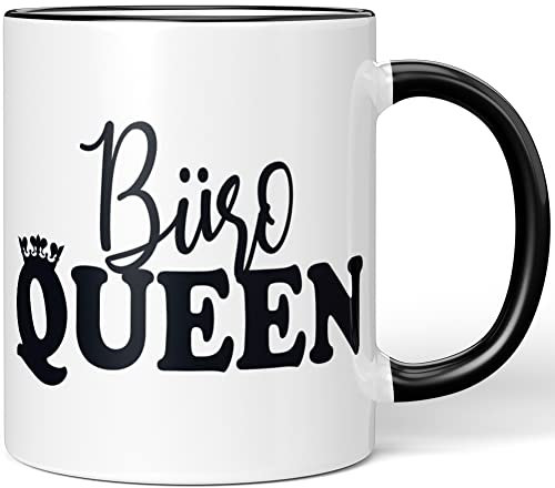 JUNIWORDS Tasse, Büro Queen, Wähle Farbe, Schwarz