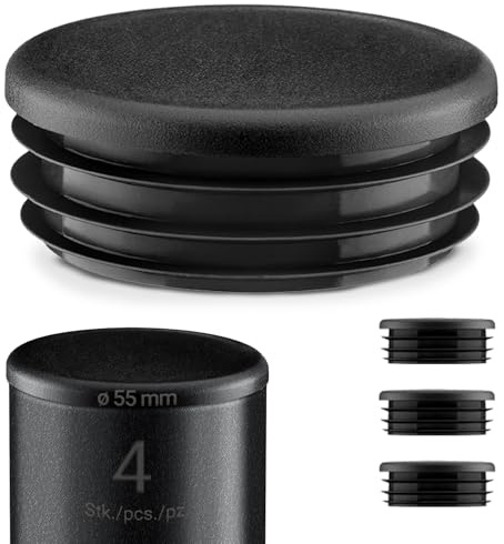 EMFA Lamellenstopfen Rund 55 mm Schwarz für Rundrohre, 4 Stück | Rohrstopfen, Endkappen, PE-Kunststoff, Für Rundrohre, Schutz vor Schmutz und Feuchtigkeit
