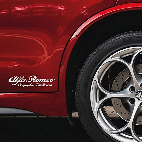 ADESIVI COMPATIBILI CON ALFA ROMEO GIULIETTA MITO ORGOGLIO ITALIANO PER FIANCATA GONNA STICKER (BIANCO)