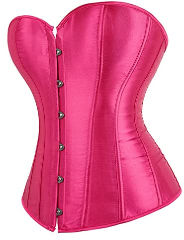 Hengzhifeng Corsetto Donna Gotico Corsetti con Lacci (EUR 34-36,Rosa Rossa)