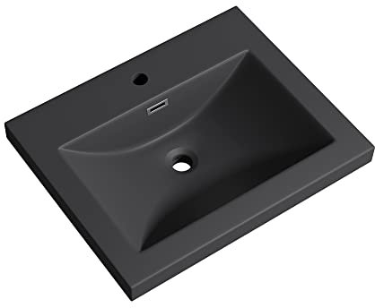 doporro Design Waschbecken, Matt Anthrazit aus Mineralguss, Waschtisch, Waschplatz, Einbauwaschbecken, BTH: 60x48x13 cm Colossum01