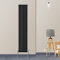 Warmehaus Vertical Column Designer Radiator Oval Panel Double Black 1800x350mm - Modern Central Heating Space Saving Radiators - Perfect for Bathrooms, Kitchen, Hallway, Living Room