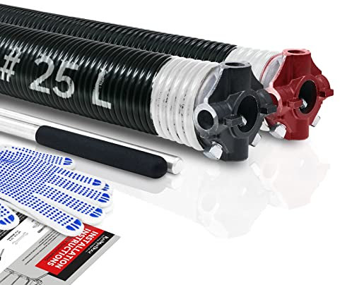 KaiMinDogz Garagentor-Torsionsfeder-Set mit rutschfester Wickelstange und Handschuhen, hochpräzise Elektrophorese, schwarz beschichtet, für Ersatz und Installation, min. 16.000 Zyklen (0,55 x 5,1 x