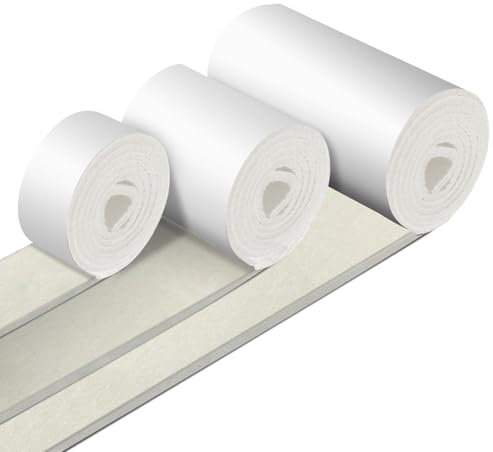teeppo Filzgleiter Selbstklebend, 3 Rollen Filzgleiter für Stühle,4mm Dick Filz Selbstklebend, Stark und Möbelfüße, Schneiden Sie Jede Form, Möbelgleiter(100 x 10cm/100 x 5cm/100 x 2cm), Weiß